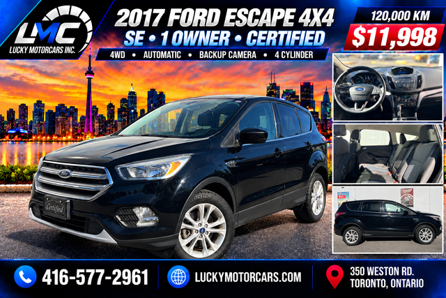 2017 Ford Escape SE 4WD-BACKUP CAMERA-1 OWNER-ONLY 120KMS-CERT
