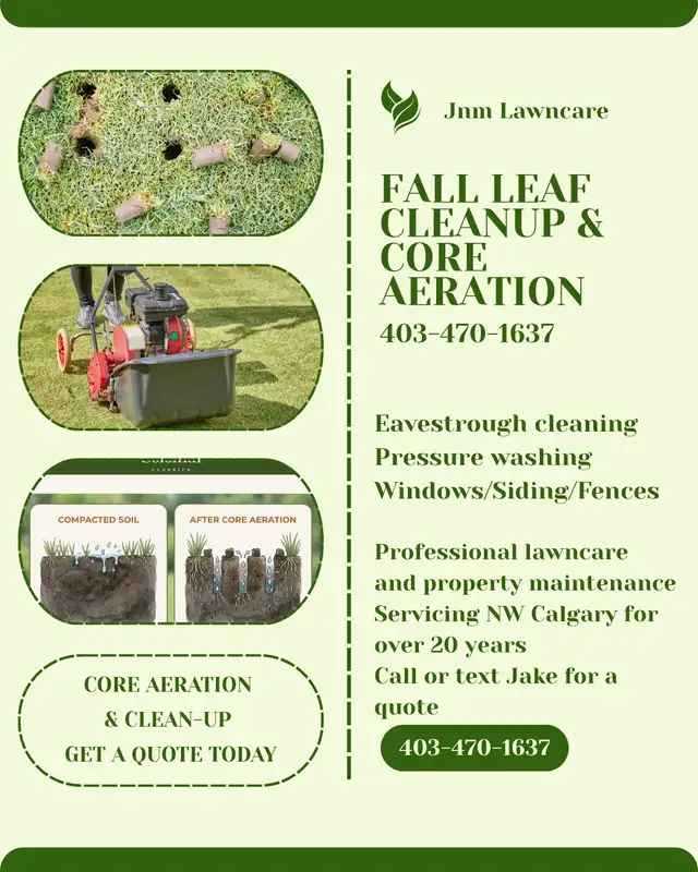 Core Aeration Leaf clean-up Pressure washing