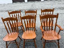 Free delivery used Set of 6 Solid Wood Dining Chairs - Photo 2