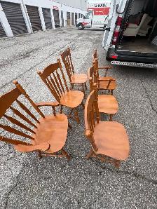 Free delivery used Set of 6 Solid Wood Dining Chairs - Photo 4