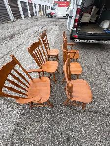 Free delivery used Set of 6 Solid Wood Dining Chairs - Photo 7