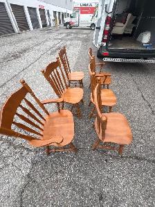 Free delivery used Set of 6 Solid Wood Dining Chairs - Photo 8