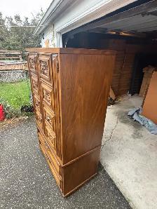 Free delivery used Vintage Armoire with Carved Floral Details - Photo 8
