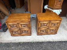 Free delivery used 2 Vintage Oak Wood End Table - Photo 6