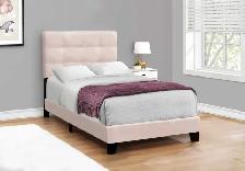 NEUF Lit simple en velours rose