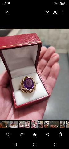 VINTAGE AMETHYST 10KT GOLD THICK RING SIZE 8 - Photo 2