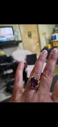 VINTAGE AMETHYST 10KT GOLD THICK RING SIZE 8 - Photo 3