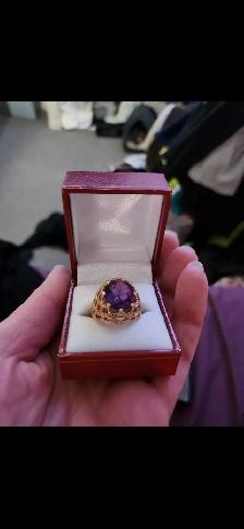 VINTAGE AMETHYST 10KT GOLD THICK RING SIZE 8 - Photo 5