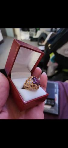 VINTAGE AMETHYST 10KT GOLD THICK RING SIZE 8 - Photo 6