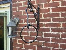 Vintage Wrought Iron Wall-Mounted Hook & Ring !