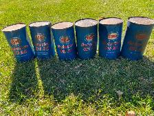 Six Esso aviation oil  cans vintage with product
