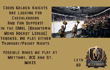 Looking for Cheerleaders and Fans for Men's Hockey 647-559-0230