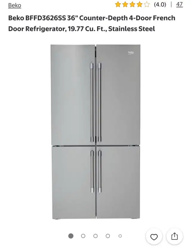 Beko   36' Counter-Depth 4-Door French Door Refrigerator