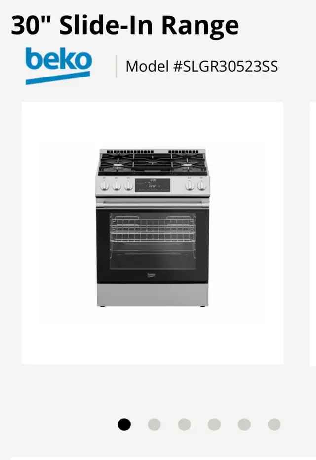 Beko 30-Inch Slide-In Gas Range