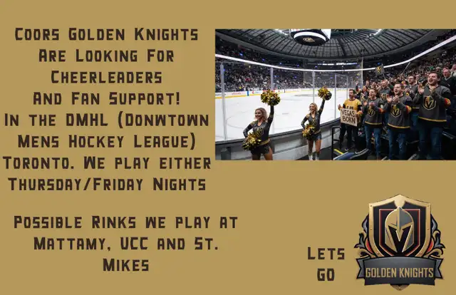Cheerleaders and Fans For Men's beer league Hockey! 647-559-0230