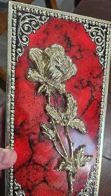 Boîte de métal vintage Fleur/Rose décoratif - Photo 4