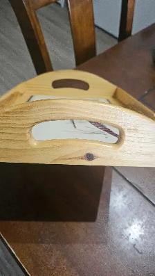Plateau/cabaret vintage en bois (motif Faisant/oiseau) - Photo 4