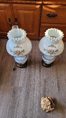 vintage glass lamps with decorative painting