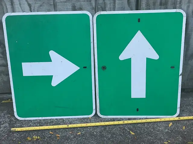 Two Metal Traffic Directional Signs !