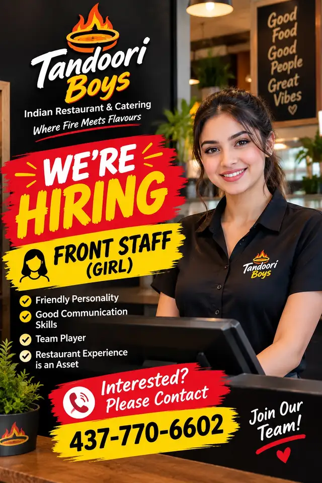 Full Time Job Available for a Front Girl in Indian Restaurant