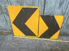 Two Vintage Metal CHEVRON Road Signs !