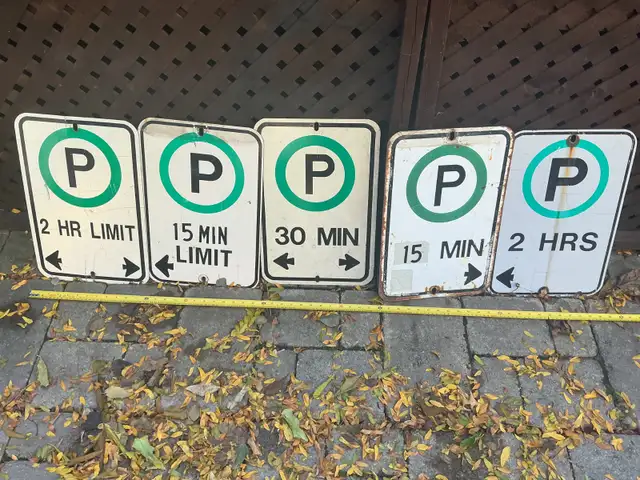 5 Vintage Metal Parking Limit Signs !