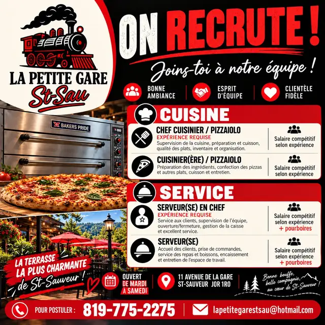 chef cuisinier(ière) pizaiolo et chef serveur (se)