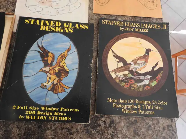 Vintage Stained Glass pattern books (two) from the 1970's