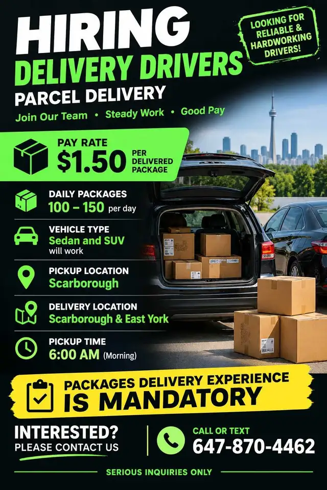 Hiring experienced delivery driver