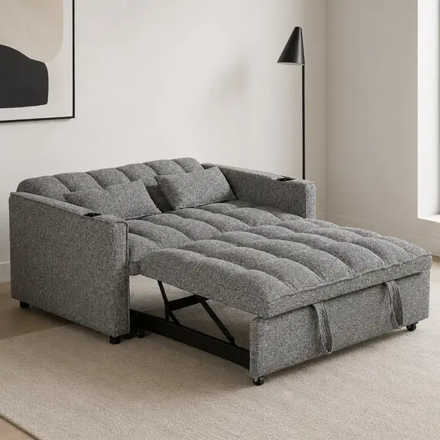 Fabric Upholstered Sofa Bed With USB Charging Ports in Sale