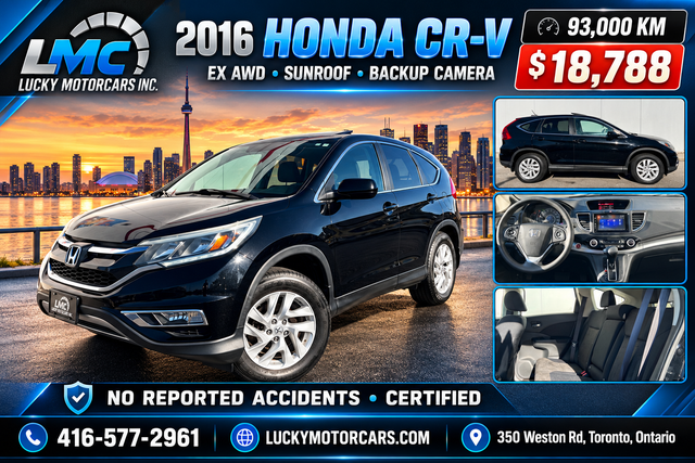 2016 Honda CR-V EX AWD-SUNROOF-CAMERA-NO ACCIDENTS-ONLY 93KMS-