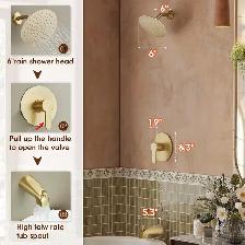 Brand New Gold Rainfall Bathroom Shower Tub Kit For Sale - Photo 4