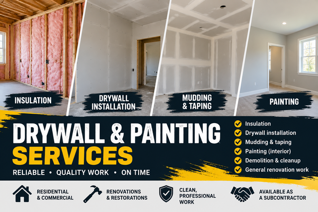 Painter / Drywall Installer / Taper — Available Now