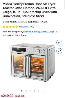 Midea Flexify 26.4 Qt French Door Air Fryer Toaster Oven