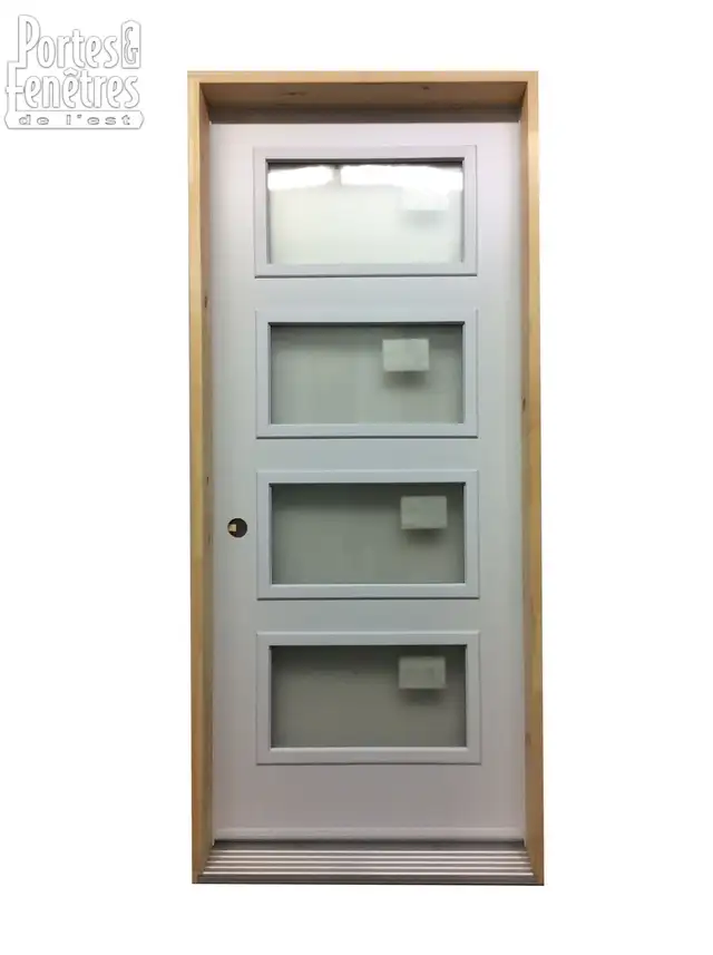 153PSM Porte d’acier 34″ Droite Blanche 4 Verre Screen