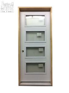 153PSM Porte d’acier 34″ Droite Blanche 4 Verre Screen