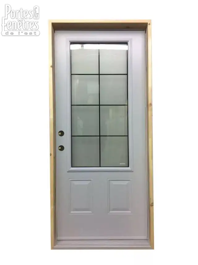 226PSM Porte d’acier 34" Droite verre Patiné