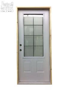 226PSM Porte d’acier 34" Droite verre Patiné