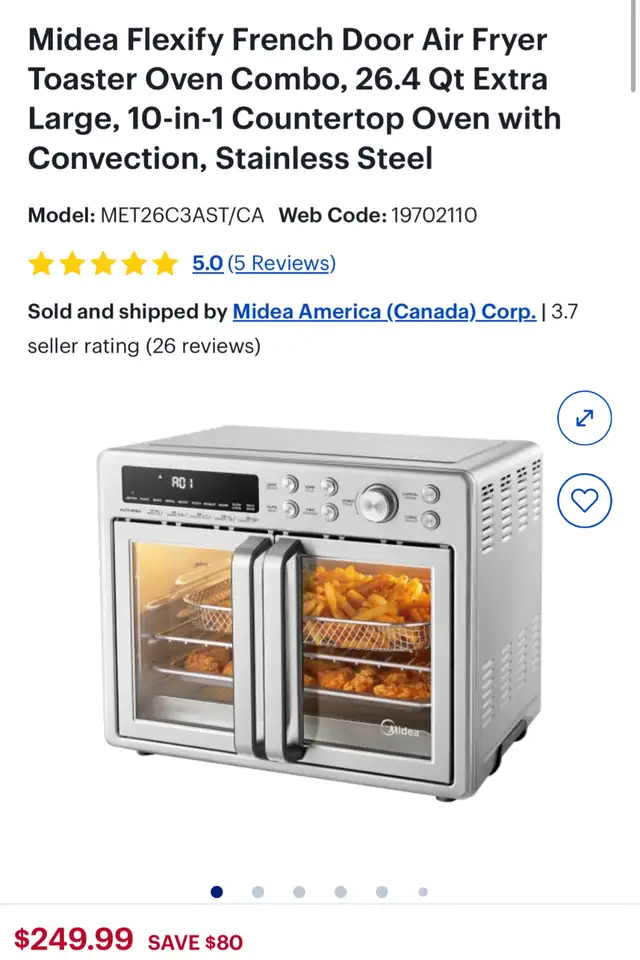 Midea Flexify 26.4 Qt French Door Air Fryer Toaster Oven