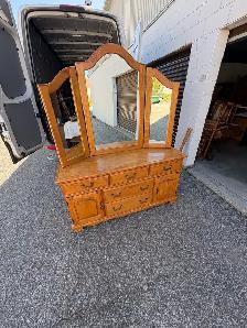 Free delivery used Wooden Vanity with Tri-fold Mirror - Photo 5
