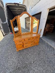 Free delivery used Wooden Vanity with Tri-fold Mirror - Photo 6