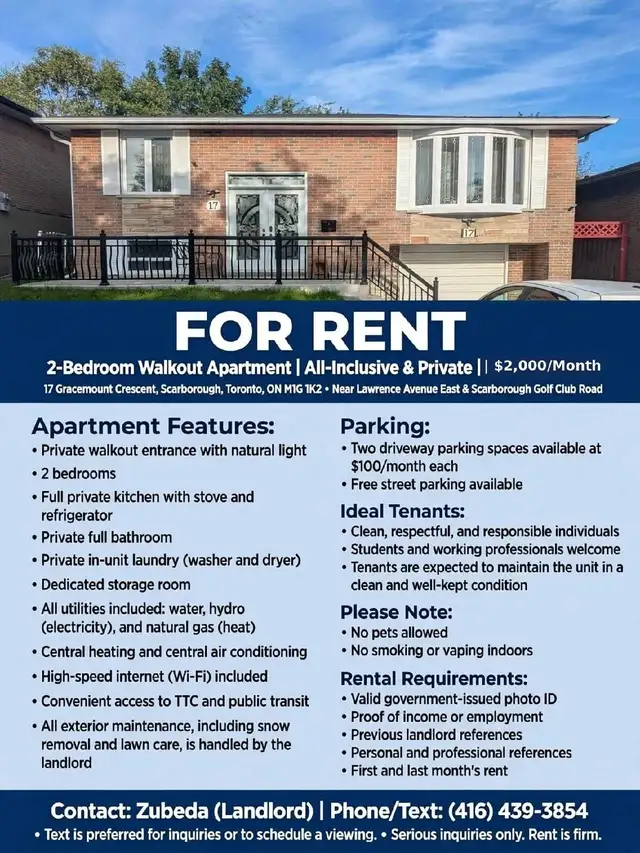 2-Bedroom Walkout Apartment | All-Inclusive & Private