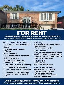2-Bedroom Walkout Apartment | All-Inclusive & Private