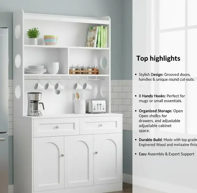 Brand New White Kitchen Pantry Cabinet with Hutch $279
