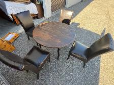 Free delivery used Round Wood Table with 4 Chairs - Photo 2