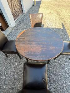 Free delivery used Round Wood Table with 4 Chairs - Photo 3