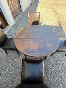 Free delivery used Round Wood Table with 4 Chairs - Photo 4