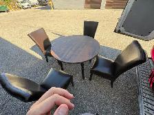 Free delivery used Round Wood Table with 4 Chairs - Photo 5
