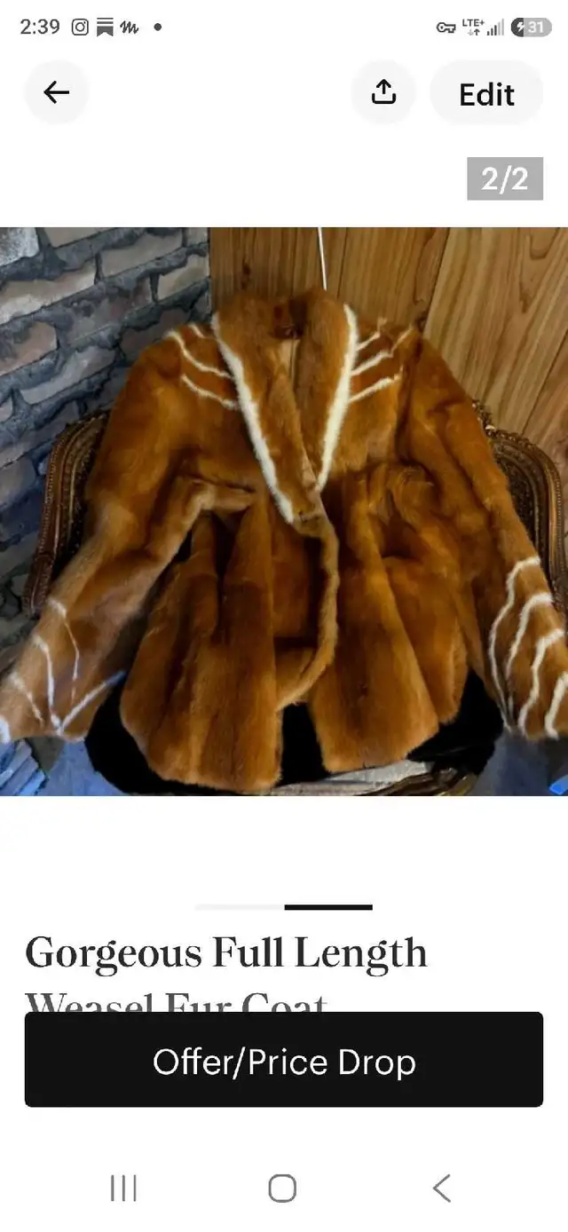 Gorgeous Weasel Fur Coat