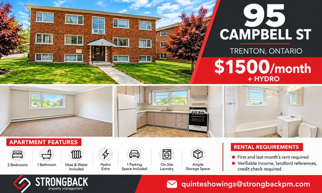 2 Bedroom Apartment, quiet 6plex @ 95 Campbell